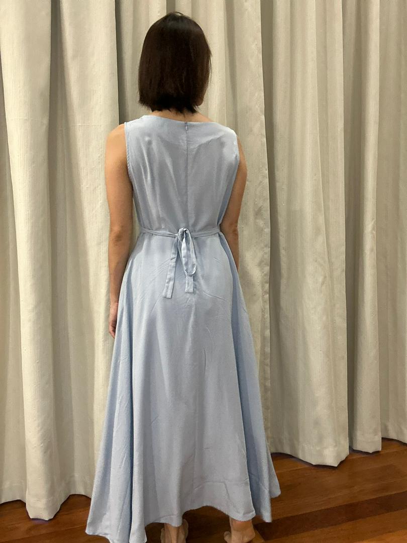 Sleeveless Long Dress with Draped Collar | ophelia