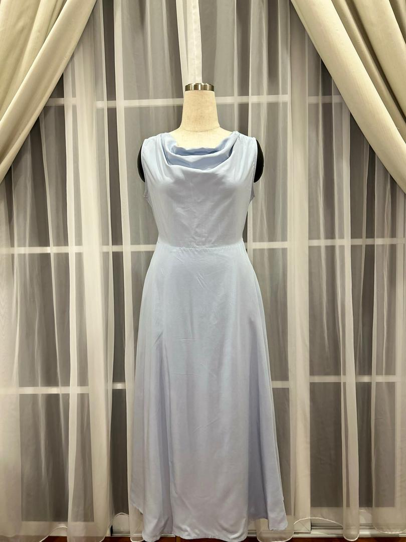 Sleeveless Long Dress with Draped Collar | ophelia